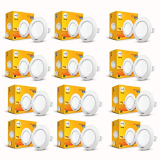 Wipro Garnet 5W Round Downlight Junction Box | Green | Glare-Free Design | Recessed Down Light For False Ceiling | Cutout ∼ 3 Inch | Pack Of 12