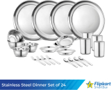 Flipkart Smartbuy Pack Of 24 Stainless Steel Kitchen For Home | Heavy Gauge Dinner Set(Steel, Microwave Safe)