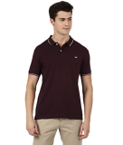 Urbanmark Men Solid Half Sleeves Regular Fit Polo T Shirt With Contrast Tipping Collar-Wine_8905723119775
