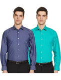 Amazon Brand – Symbol Men’S Cotton Formal Shirt | Casual | Plain | Full Sleeve | Combo Pack Of 2 – Regular Fit (Available In Plus Size) (Navy&Teal Green_44)