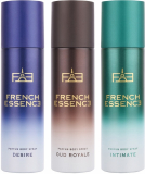 French Essence No Gas Deo- Intimate, Desire And Oud Royale (120Ml Each) Deodorant Spray  –  For Men & Women(360 Ml, Pack Of 3)
