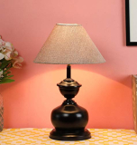Tu Casa Metal-Iron Table Lamp, White, Off White