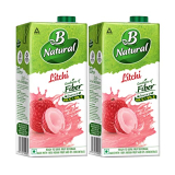 B Natural Litchi Juice 1L, (Pack Of 2)
