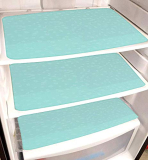 Kuber Industries 3 Piece Self Lining Design Pvc Fridge Mat Set – 18″X12″, Green