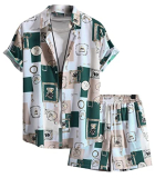 Greciilooks Men’S Night Suit| Casual Wear| Lounge-Wear Nightdress Pajama Set | Summer Night Wear | Printed Casual Sleepwear| Pajama Shorts Night Suits Set| Beach Wear (Small, White)
